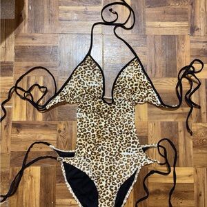 Kardashian Kollection Leopard Print Swimwear, Women’s size medium